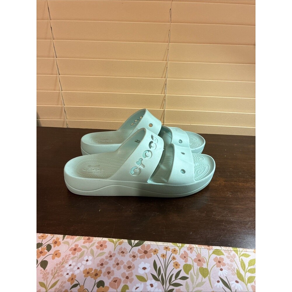 Cute! Womens Light Blue CROCS BAYA PLATFORM Sandals - Shoe Size US 10